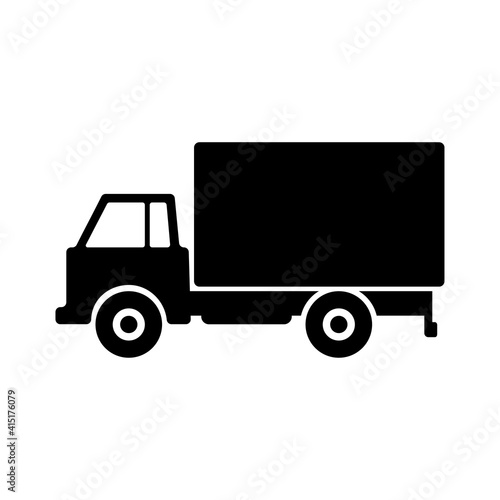 Truck icon. Black silhouette. Side view. Vector flat graphic illustration. The isolated object on a white background. Isolate. © far700