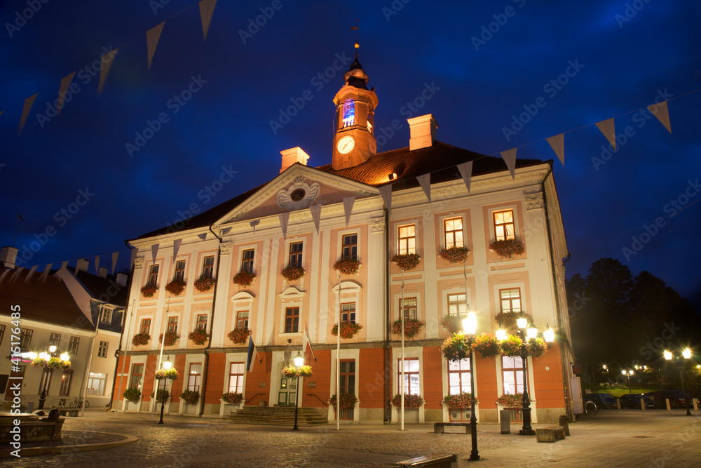 Town hall at Town hall square in Tartu. Estonia