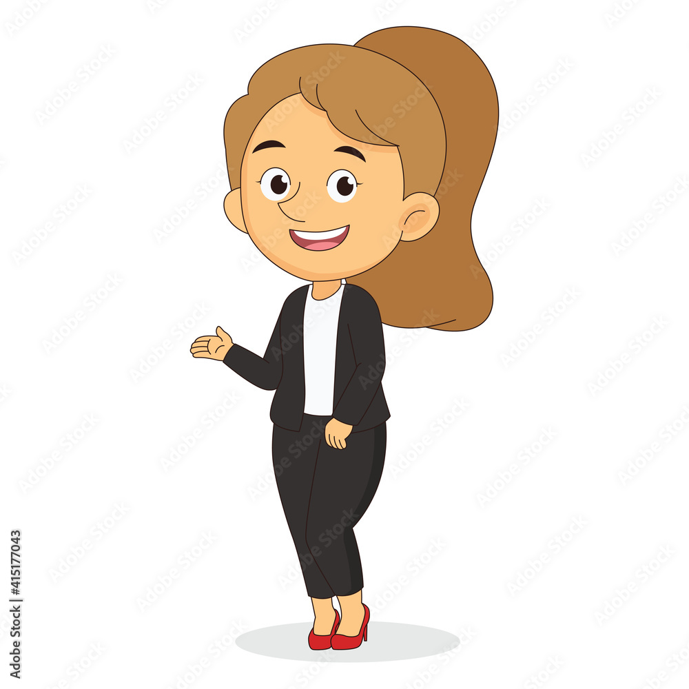 Business Woman profession cartoon Presenting
