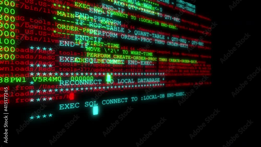 4K - Hacker code running down a computer screen terminal Stock Video ...