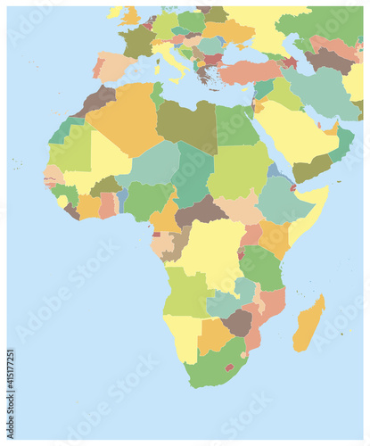 Highly detailed political map of Africa. No text