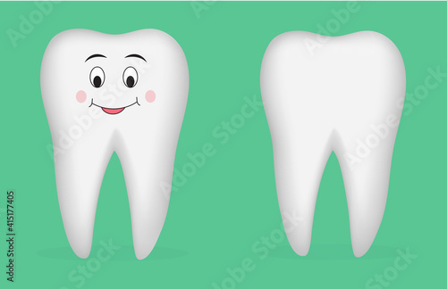 Realistic tooth illustration.  The concept for the personage of clinics, dentists, posters.