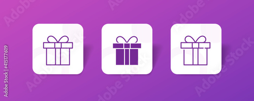 box gift icon set in line, solid, glyph, 3d gradient style