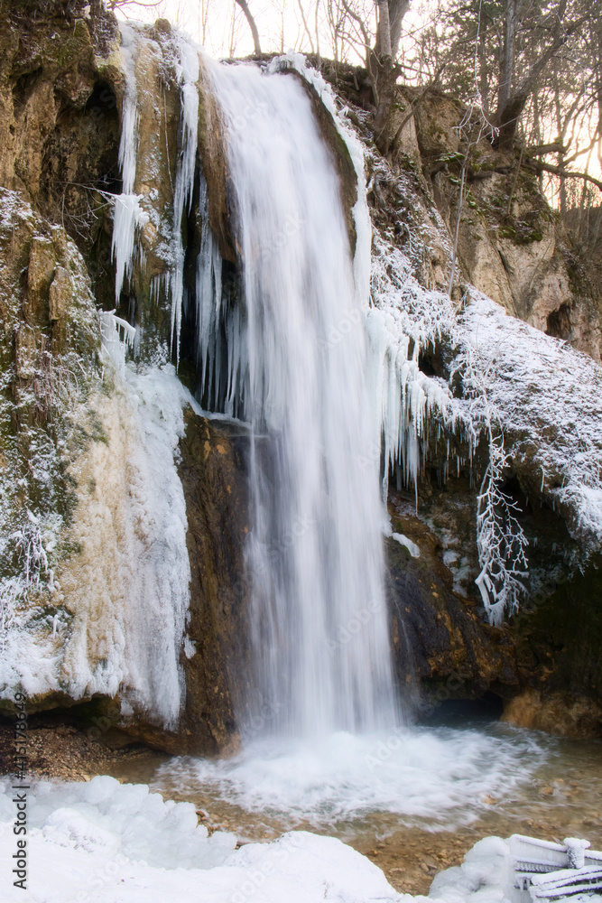 Iced winter beauty - frozen waterfall Ripaljka in Sokobanja resort of Serbia Iced winter beauty - frozen waterfall Ripaljka in Sokobanja resort of Serbia