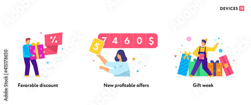 People use gadgets. set of icons  illustration. Smartphones tablets user interface social media.Flat illustration Icons infographics. Landing page site print poster.