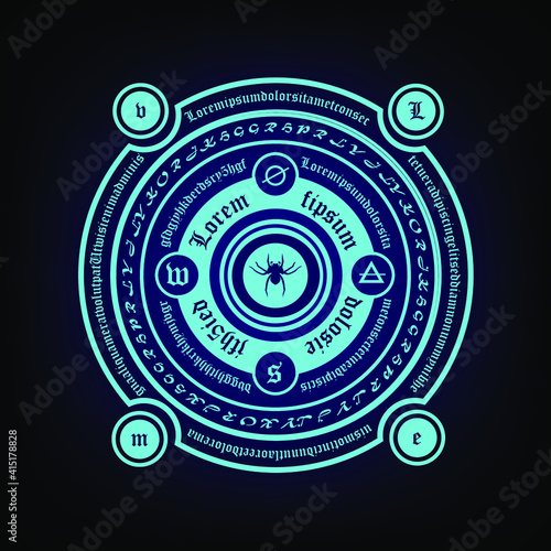 The magic ring has a spell directed. Vigorous and Powerful Black Background As Vector Illustration