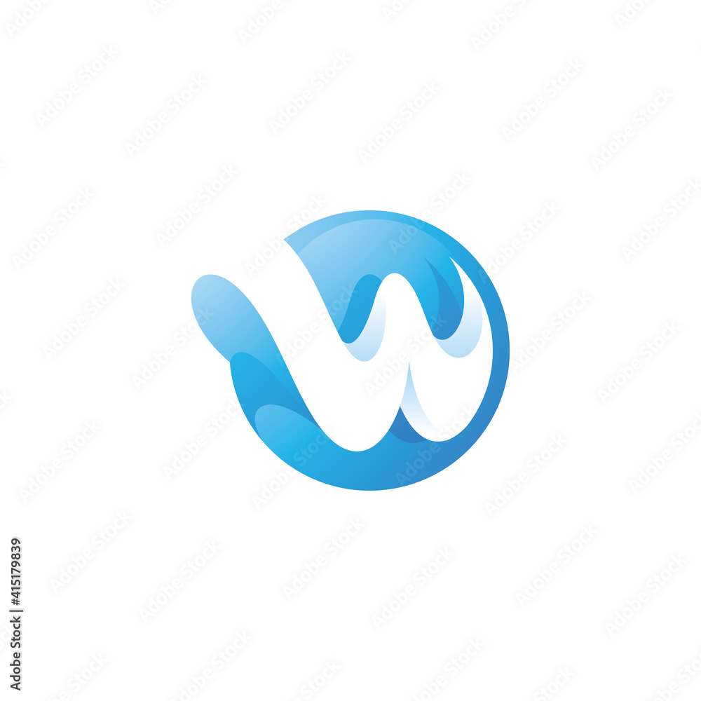 Letter W and Sphere Logo Icon Letter W and Sphere Logo Icon