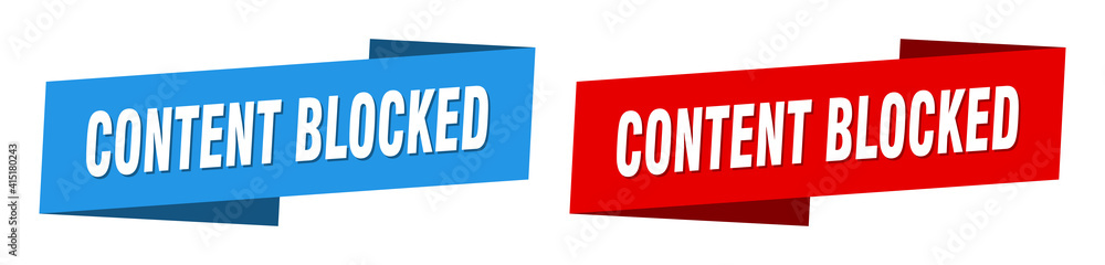 content blocked banner. content blocked ribbon label sign set content blocked banner. content blocked ribbon label sign set