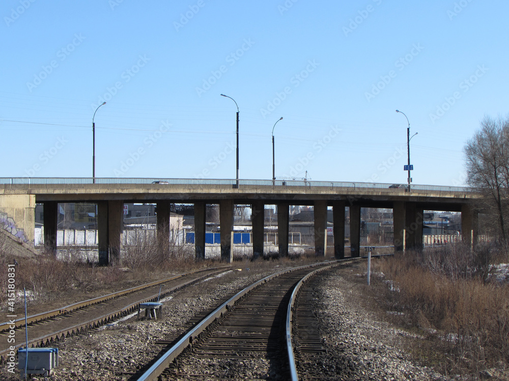 Reinforced concrete bridge over the railway in Russia. Reinforced concrete bridge over the railway in Russia.