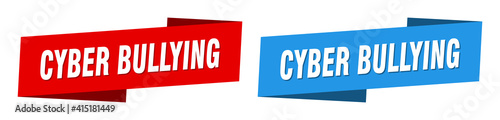 cyber bullying banner. cyber bullying ribbon label sign set