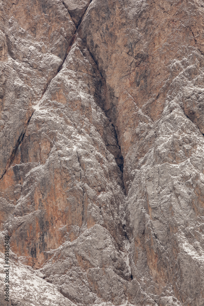 Detail of vertical Dolomites wall in Italy