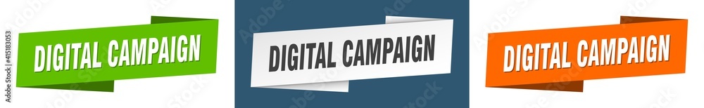 digital campaign banner. digital campaign ribbon label sign set