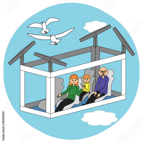 Obraz na plátně Future flying car and bird