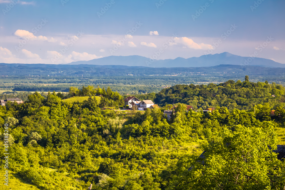 Picturesque green hills view from Plesivica mountain