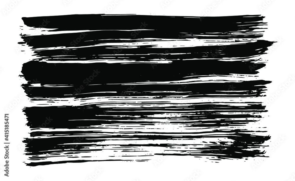 Bresh Path Texture of brush stroke drawn with black ink. Vector background Stock ...