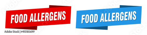 food allergens banner. food allergens ribbon label sign set