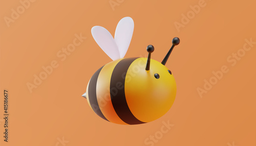 Cute bee in cartoon style. 3D illustration. Vector