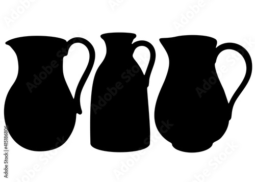 Pitchers in a set. Vector image.