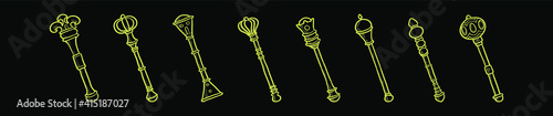 set of sceptre cartoon icon design template with various models. vector illustration isolated on black background