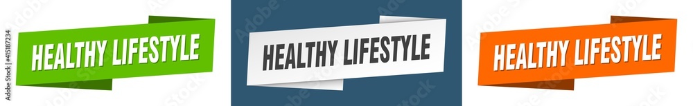 healthy lifestyle banner. healthy lifestyle ribbon label sign set