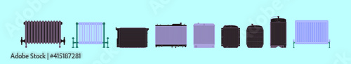 set of radiator cartoon icon design template with various models. vector illustration isolated on blue background