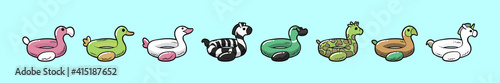 set of inner tube animals cartoon icon design template with various models. vector illustration isolated on blue background
