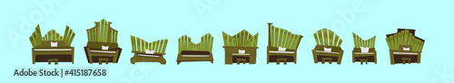 set of pipe organ cartoon icon design template with various models. vector illustration isolated on blue background