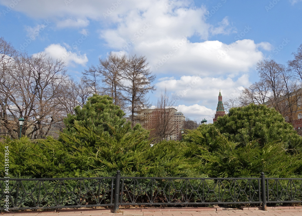 In the Alexander Garden in Moscow in spring