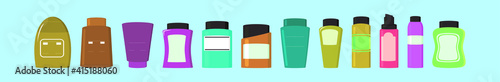 set of skin toners cartoon icon design template with various models. vector illustration isolated on blue background