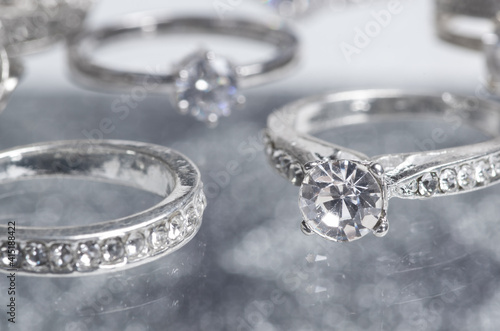 Silver rings on a white background.