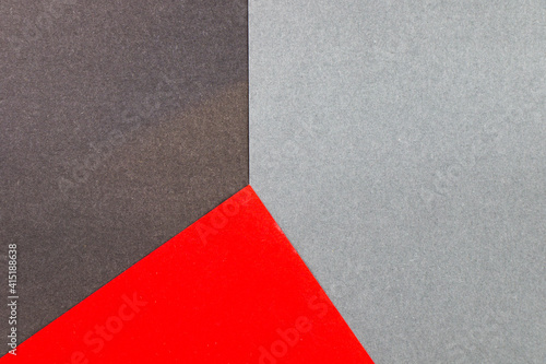 red and gray paper background, geometric figures and gradient