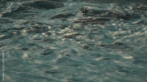 Wallpaper Mural Landscapes view of beach sea sand and sky in summer day. Big and strong wave is coming to the edge. Torontodigital.ca