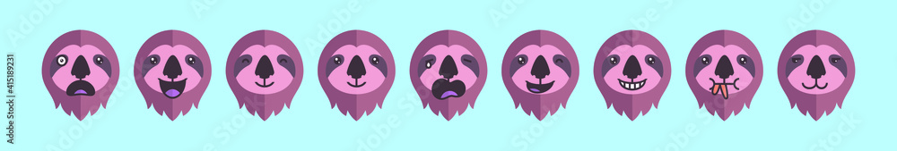 Fototapeta premium set of sloth animals emoticon cartoon icon design template with various models. vector illustration isolated on blue background