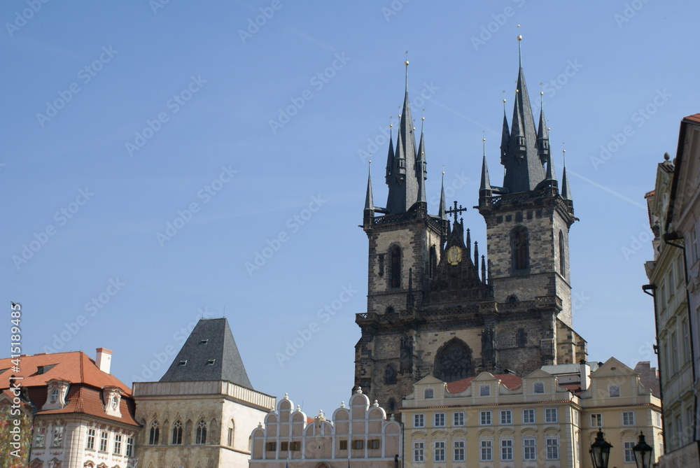 Prague, Czech Republic: Parish Church of the Mother of God before Tyn, view of the facade with the two towers