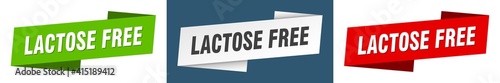 lactose free banner. lactose free ribbon label sign set