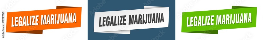 legalize marijuana banner. legalize marijuana ribbon label sign set