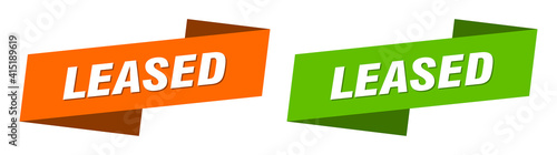 leased banner. leased ribbon label sign set
