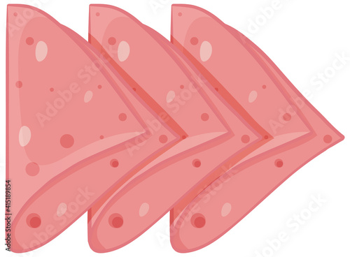 Sliced bologna sausage isolated