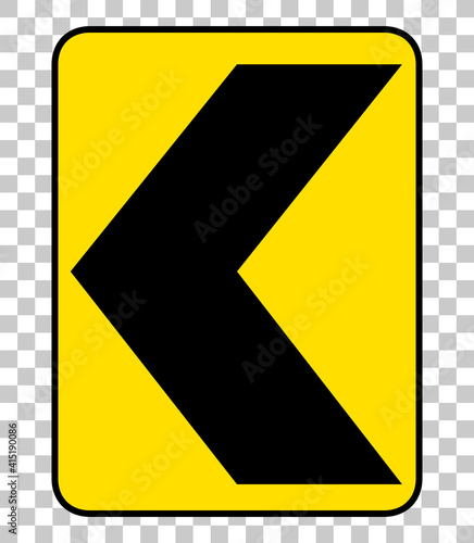 Yellow traffic warning sign on transparent background