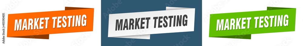 market testing banner. market testing ribbon label sign set