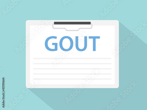 gout disease written in hospital patient card - vector illustration