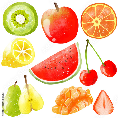 Fototapeta Naklejka Na Ścianę i Meble -  cute and delicious fruit illustration 