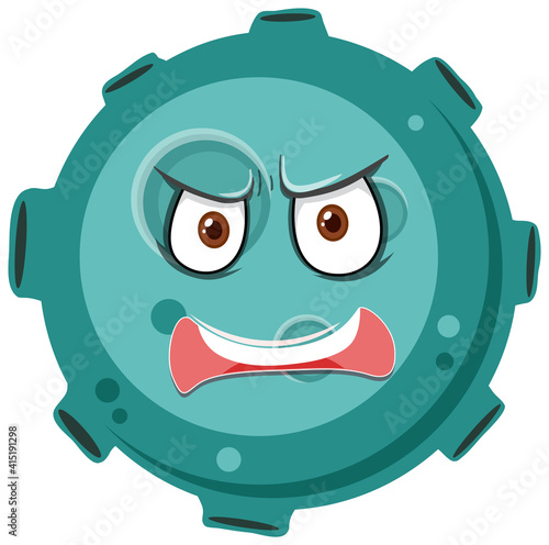 Asteroid cartoon character with angry face expression on white background