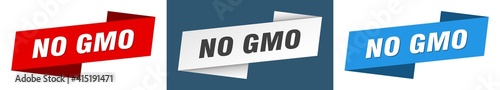 no gmo banner. no gmo ribbon label sign set