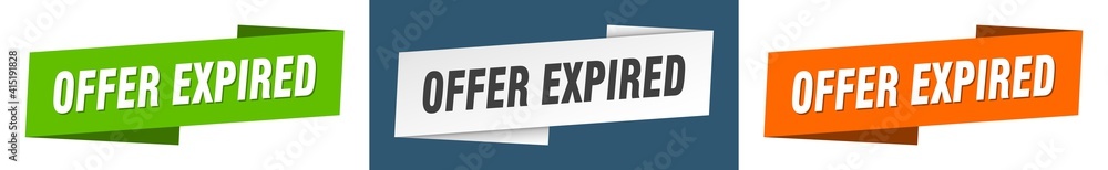 offer expired banner. offer expired ribbon label sign set