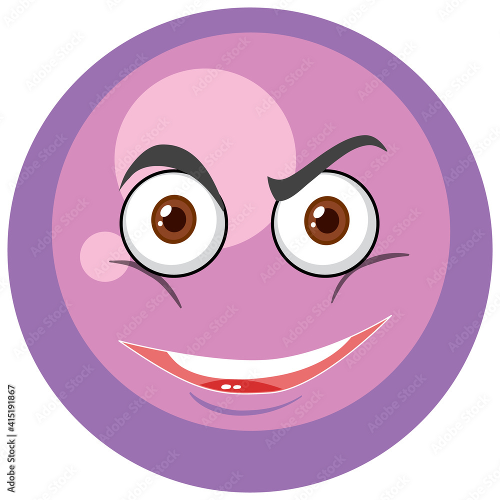 Sphere cartoon character with face expression on white background