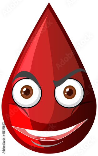 Red blood drop with facial expression