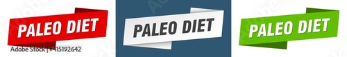 paleo diet banner. paleo diet ribbon label sign set