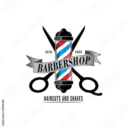 Barbershop logo design, vector illustration.