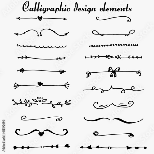 Vector hand drawn calligraphic design elements and page decoration